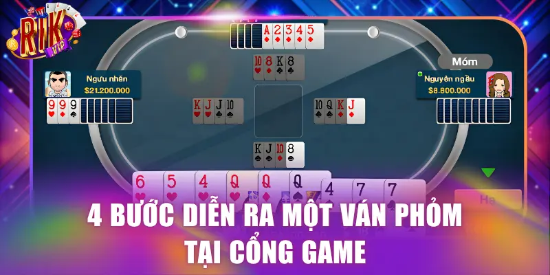 4 bước diễn ra một ván Phỏm tại cổng game