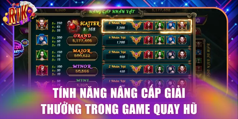 Tính năng nâng cấp giải thưởng trong game quay hũ