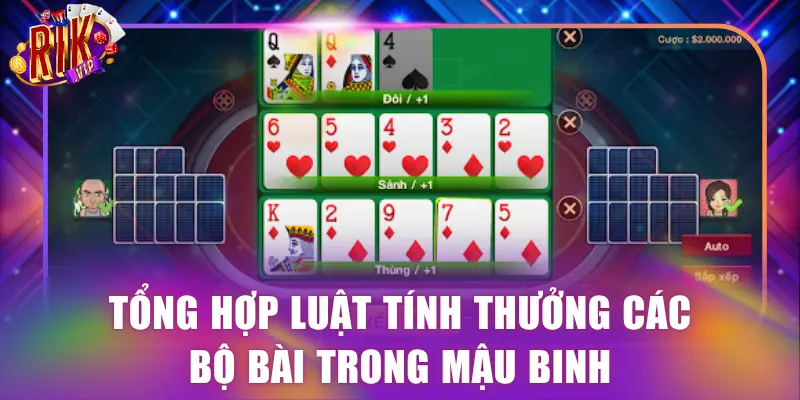 Tổng hợp luật tính thưởng các bộ bài trong Mậu Binh